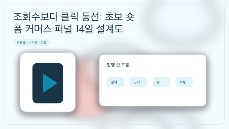 조회수보다 클릭 동선: 초보 숏폼 커머스 퍼널 14일 설계도 대표 이미지