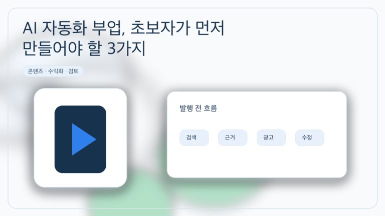 AI 자동화 부업, 초보자가 먼저 만들어야 할 3가지 대표 이미지