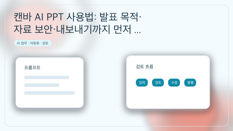 캔바 AI PPT 사용법: 발표 목적·자료 보안·내보내기까지 먼저 정하는 순서 대표 이미지