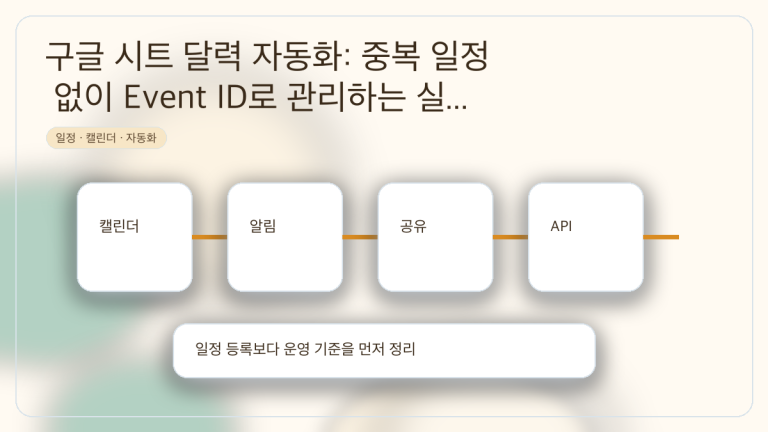 구글 시트 달력 자동화: 중복 일정 없이 Event ID로 관리하는 실무 순서 대표 이미지