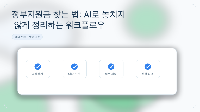 정부지원금 찾는 법: AI로 놓치지 않게 정리하는 워크플로우 대표 이미지