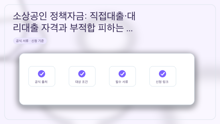 소상공인 정책자금: 직접대출·대리대출 자격과 부적합 피하는 신청 순서 대표 이미지