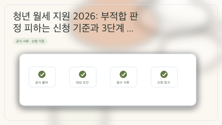청년 월세 지원 2026: 부적합 판정 피하는 신청 기준과 3단계 실행 로직 대표 이미지