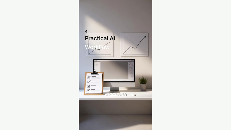 AI 툴 추천 전에 먼저 정해야 할 4가지 선택 기준 주제를 설명하는 AI 자동화 업무 흐름 이미지